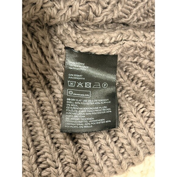 H&M Boxy Taupe Chunky Knit Cable Sweater Mock Neck Taupe Size Small - Picture 5 of 8